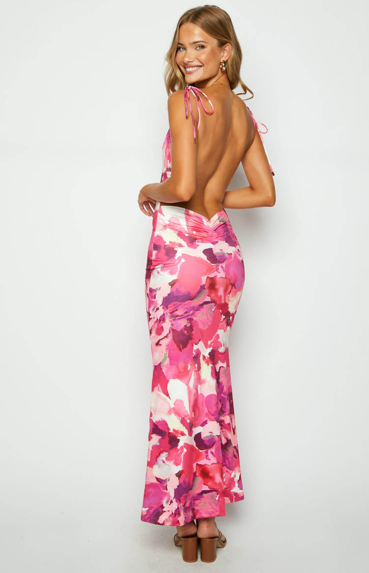 Selena Pink Print Maxi Dress