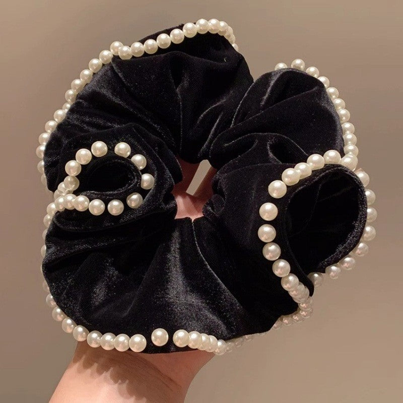 Velvet Pearl-Trimmed Oversized Scrunchie