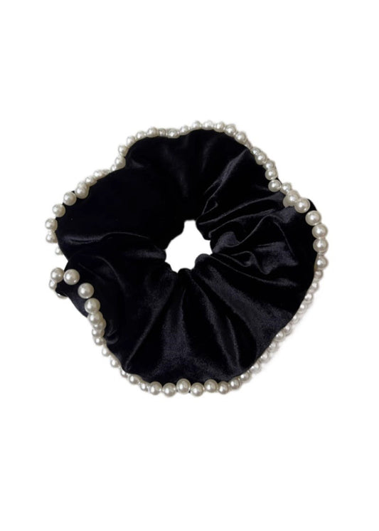 Velvet Pearl-Trimmed Oversized Scrunchie