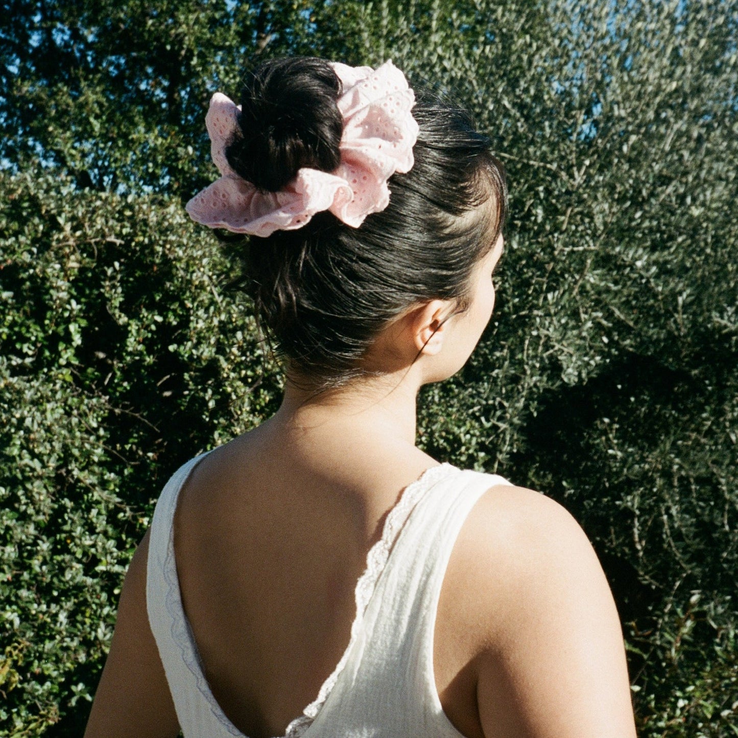 Eyelet Scrunchie in Cherry Blossom