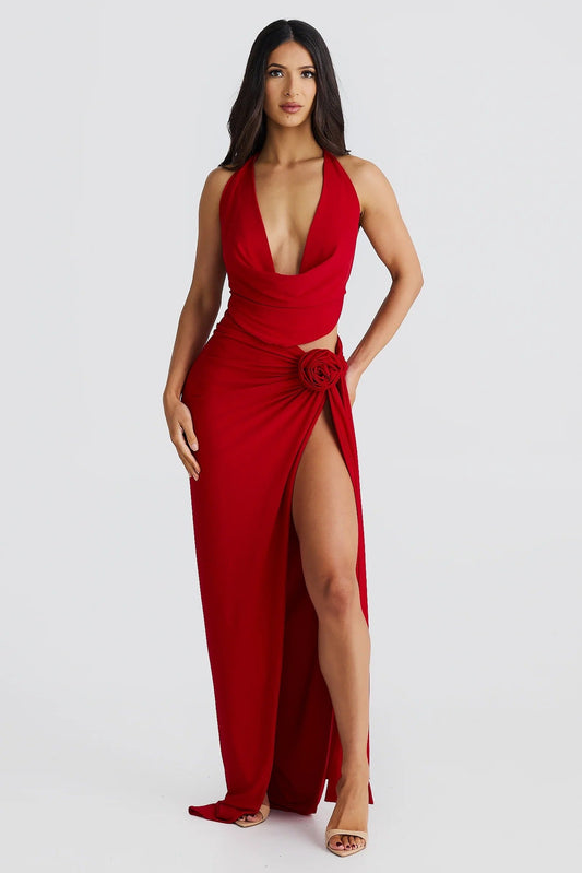 Liana Dress Set- Red