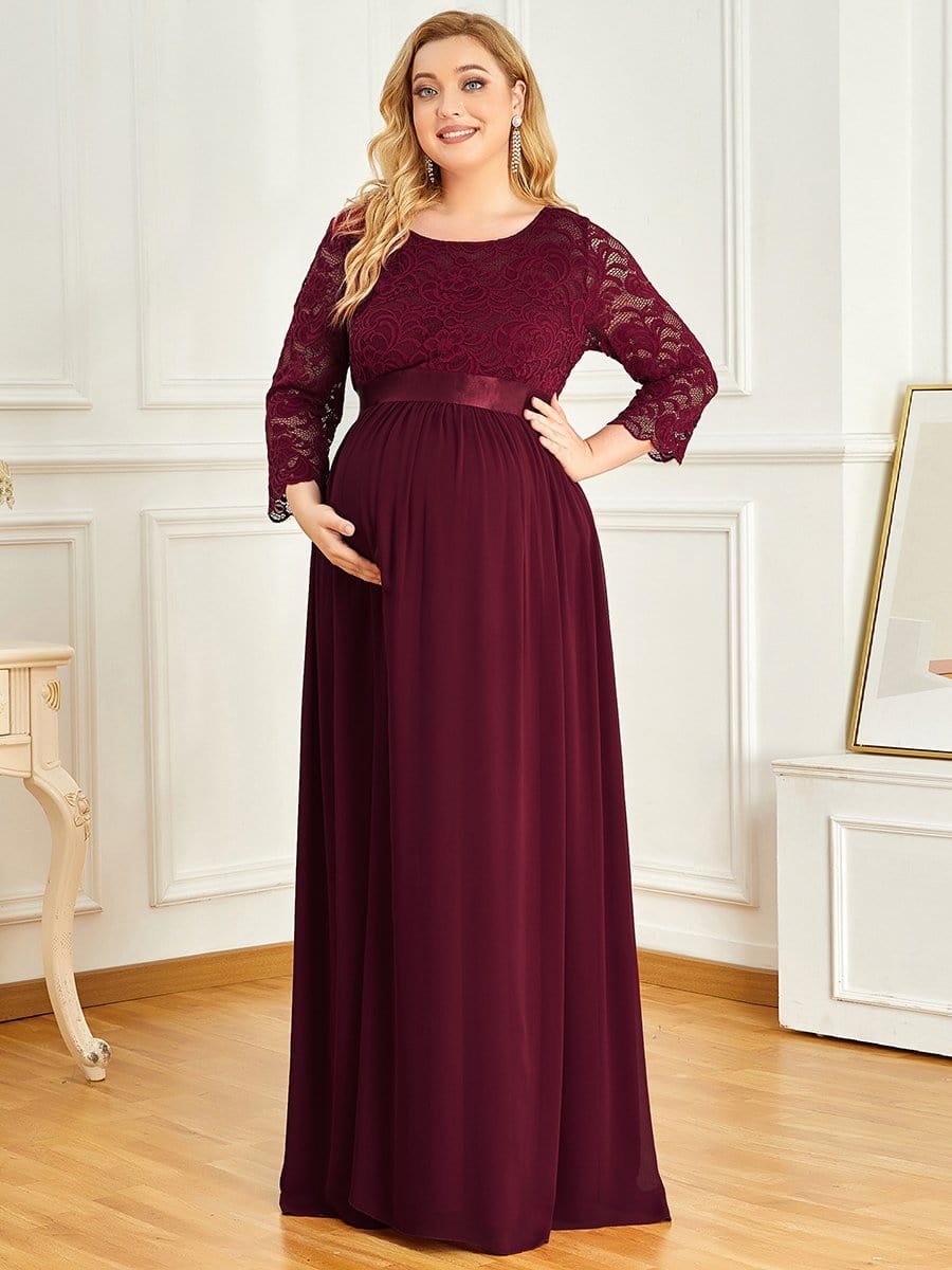 Plus Size Long Lace Sleeve Maternity Formal Dresses – Inerlove