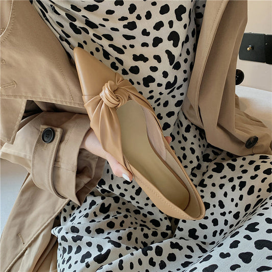 Judy Pointed Toe Nude Flats for Women